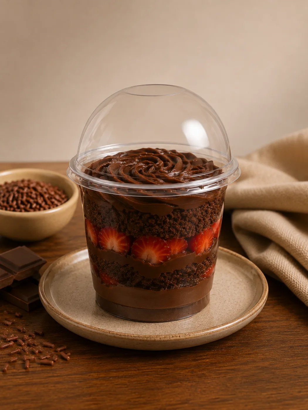 Copo de Brigadeiro com Morangos